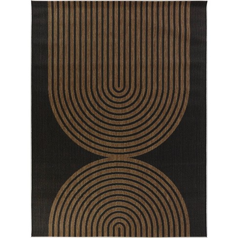 Black & Tan Area Rug Rectangle 3' x 5'. INCLUDES Rug Pad. Black