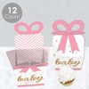 Big Dot of Happiness Hello Little One - Pink and Gold - Square Favor Gift Boxes - Girl Baby Shower Bow Boxes - Set of 12 - 3 of 4