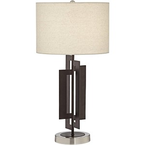 Pacific Coast Lighting Deville 25" High Geometric Panels Rectangular Modern Industrial Table Lamp Brown Bronze Finish Metal Single Living Room Bedroom - 1 of 4