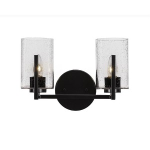 Toltec Lighting Atlas 2 - Light Vanity in  Matte Black with 4" Clear Bubble Shade - 1 of 1