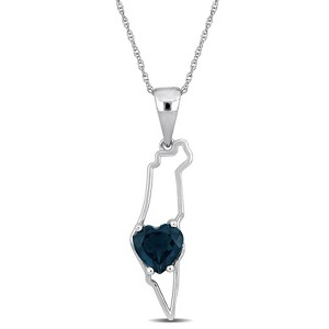 EVERLY JEWELRY | 10k White Gold 1 1/3 CT TGW London Blue Topaz Fashion Pendant With Chain, 17 inc - 1 of 4