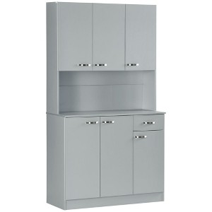 Resenkos Kitchen Pantry,71" Kitchen Pantry, Freestanding Buffet with Hutch, Farmhouse Storage Cabinet, Microwave Cabinet, White Gray - 1 of 4