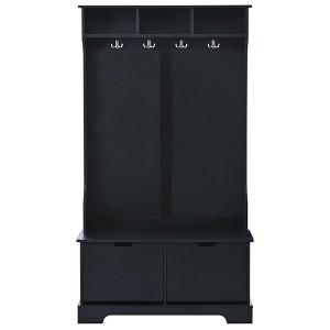 NicBex Shoe Cabinet with 2 Flip Drawers Modern Freestanding Shoe and Clothes Storage Organizer with Metal Hanging Hooks for Living Room - 1 of 4