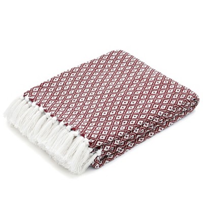 Throw Blanket 100% Cotton Medium Weight with Fringe   - Americanflat