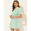 Allegra K Women's Summer Ruffle Neck Lace Panel Short Sleeve Check Gingham Dress - 3 of 4