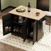 MAYEERTY White Ash 51" Farmhouse Fluted Kitchen Island with Drop Leaf, Rolling Cart Internal Rack Towel Rack for Dining Room - 3 of 4