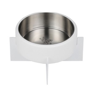 THE LICKER STORE Intersecta Small/Medium Concrete & Stainless Steel Bowl 16oz (2 Cups) w/ Metal Stand Pet Feeder - 1 of 4