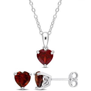 EVERLY JEWELRY | Sterling Silver Created Gemstone and Multiple Gemstones 2-Piece Set of Pendant with Chain and Earrings. - 1 of 3