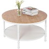 VINGLI 31.5" Round Farmhouse Coffee Table, 2-Tier Storage Wood Center Table for Living Room, Sturdy Metal Frame, White Natural Wood - 3 of 4
