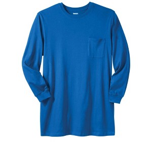 KingSize Men's Big & Tall Shrink-Less Lightweight Longer-Length Long-Sleeve Crewneck Pocket Tee - 1 of 4
