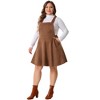 Agnes Orinda Women's Plus Size Sleeveless Adjustable Strap Vintage Faux Suede Overall Dresses - 3 of 4