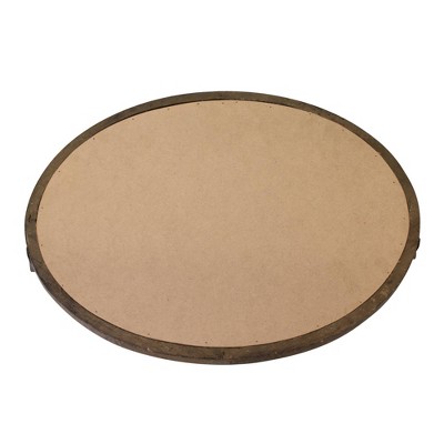 Rustic Oval Distressed Wood Tray with Antique Mirror Base