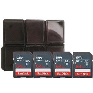SanDisk 64GB Ultra SDXC UHS-I Memory Card with Memory Card Holder - 4 Units - 1 of 4