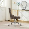 Modern Chenille Upholstered Tufted Office Chair with Nailhead Trim, Adjustable Swivel Desk Chair with Chrome Metal Base-- Frevyn - 3 of 4