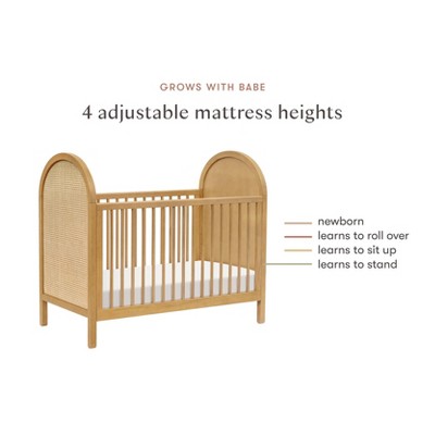 Light Wood Pine Boho-Chic Convertible Toddler Crib