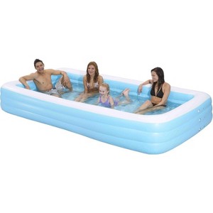 Family Kiddie Pool - Giant Inflatable Rectangular Pool - 12 Ft (144"x76"x22") - Great for Summer - 1 of 1