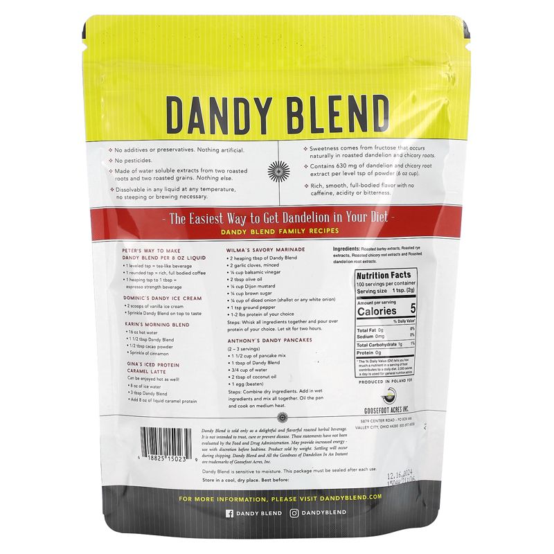 Dandy Blend Instant Herbal Beverage with Dandelion, Caffeine Free, 7.05 oz (200 g), 2 of 3
