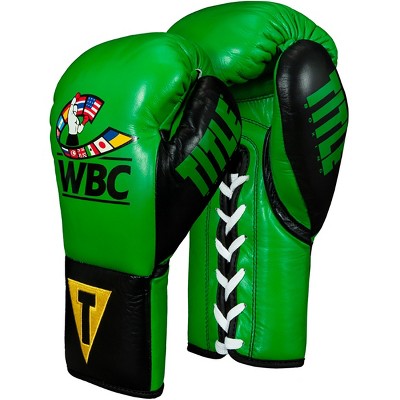 Title Boxing WBC Pro Fight Leather Lace Up Gloves - Green/Black
