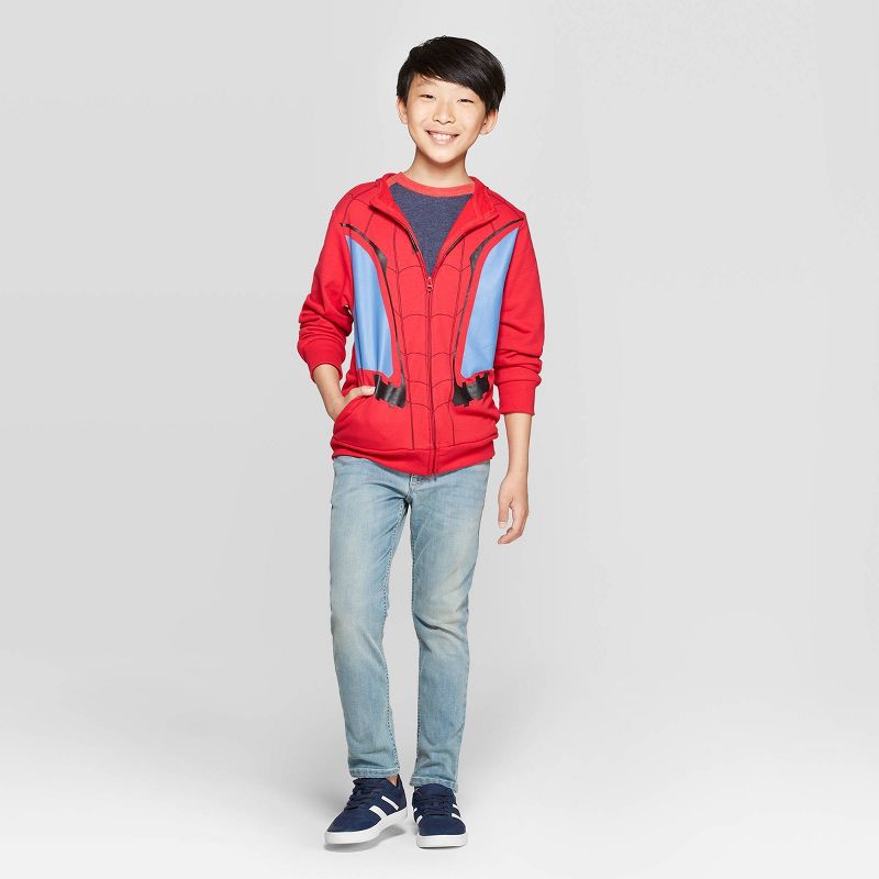 Kids' Spider-Man Costume Fleece Sweatshirt - Red, 3 of 8