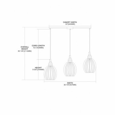 Danica 3-Light Oiled Bronze Island Pendant with Scalloped Glass