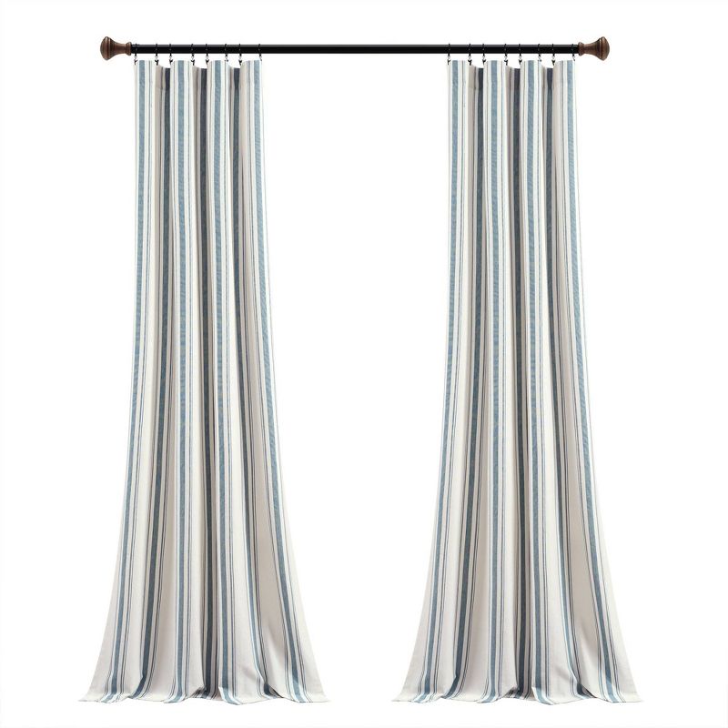 Set of 2 (84"x42") Farmhouse Striped Yarn Dyed Eco-Friendly Recycled Cotton Window Curtain Panels - Lush Décor, 1 of 10