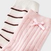 Women's Pointelle with Bow & Striped 2pk Mid Crew Socks - Wild Fable™ - 3 of 3