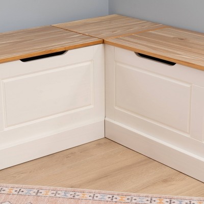 Natural Pine and White Backless Corner Nook Set