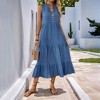 Womens Summer Casual Mini Dress Sleeveless Sundress Fashion Flowy Tiered Boho Beach Vacation Dresses - 2 of 4