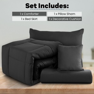 Twin Size Black Microfiber Down Alternative Comforter Set