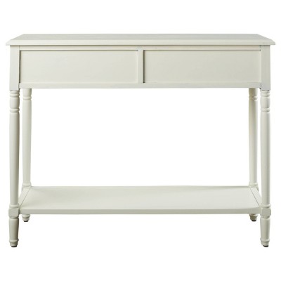 Vintage Charm White Rectangular Console Table with Storage