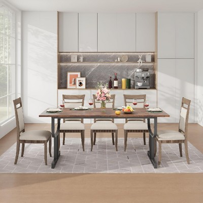 71 Inch Large Rectangular Dining Table for 4-6 People, Industrial Kitchen Table