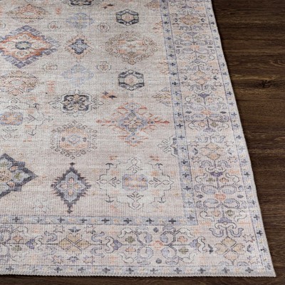 Beckett Beige and Brick Red Vintage Washable Runner Rug
