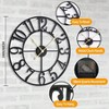 Large Wall Clock 24 Inch Silent Non - Ticking Oversized Decorative Retro Black Metal Clock Living Room Farmhouse Dinner - 2 of 4
