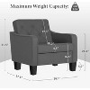 Living Room Modern Accent Chair set of 2, Upholstered Side Chair Reading Chairs with Padded Cushion, Dark Gray - 2 of 4