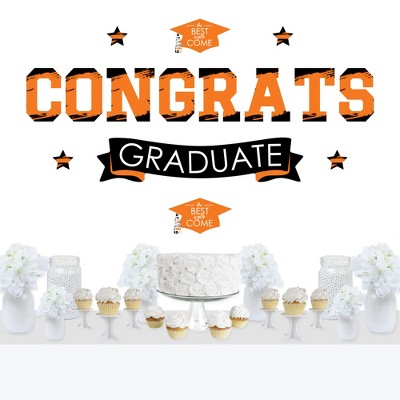 Big Dot of Happiness Orange Graduation Party Photo Backdrop - Wall Decals