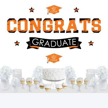 Big Dot of Happiness Orange Graduation Party Photo Backdrop - Wall Decals