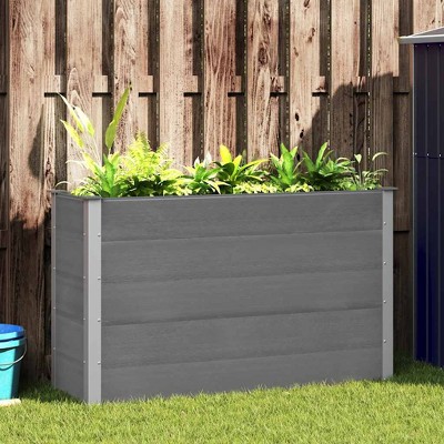 vidaXL Garden Raised Bed Grey Wood-plastic composite, Aluminum