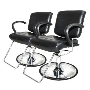 PureSana Chromium 2 Pack Professional Salon Chairs, 360 Swivel Seat, Kyler, Black - All Purpose Cushion Seat for Hair Stylist, Barber, Spa Seating - 1 of 4