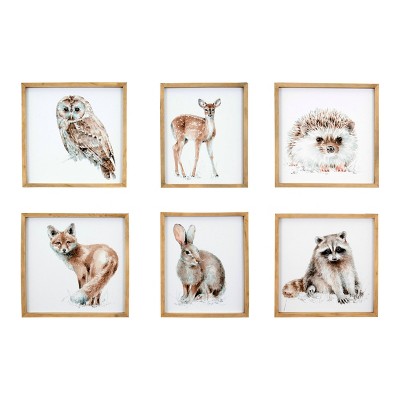 Set of 6 Animal Portrait Wood Wall Art - 3R Studios