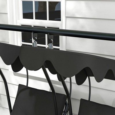 Black Polyester 2-Seater Swing Canopy Replacement Top Cover