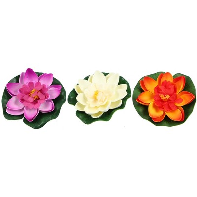 Unique Bargains Artificial Lotus Flower for Garden Ponds Pool Decor 3 Pcs