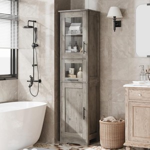 Tall Bathroom Cabinet, Narrow Storage Cabinet , 67” Freestanding Floor Linen Slim Cabinet for Laundry Room, Kitchen, Living Room, Small Spaces - 1 of 4