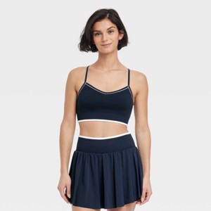 Women's Seamless Light Support Tipped Longline Sports Bra - All In Motion™ - 1 of 4