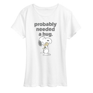 Women's - Peanuts - Snoopy Woodstock Need Hug Short Sleeve Graphic T-Shirt - 1 of 4