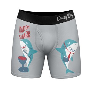 Mens Daddy Shark Boxer Briefs Funny Fathers Day Cool Underwear Gift Humor For Guys - Crazy Dog Boxer Briefs - 1 of 4