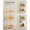 3-Tier Bamboo Rolling Cart with Adjustable Shelf, 11.8x31.5 Inch Slim Storage Organizer for Kitchen Bathroom, White and Natural - 4 of 4