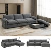 TiramisuBest 130"/96.5" Modular L Shape Chenille Sectional with Folding Table, 2 Armrest Pillows and Free Movement Ottoman, Chenille-5 Seat/4 Seat - 2 of 4