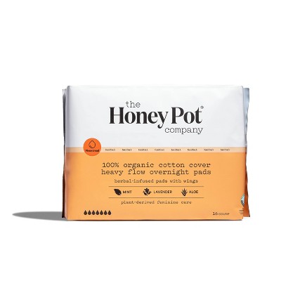 The Honey Pot Organic Cotton Heavy Flow Herbal Overnight Pads - 16ct