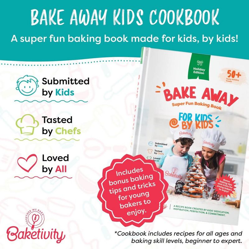 Baketivity 4 in 1 Kids Baking Mega Kit - Cake Pop Kit with Stand - Kids Apron and Chef Hat Set - Bake Away Kids Cookbook - Kids Cooking Real Utensils, 5 of 8