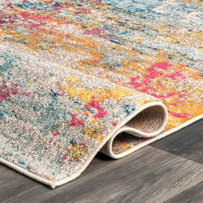 9' x 12' Multicolor Abstract Synthetic Area Rug